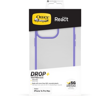 Otterbox OtterBox React-hoesje voor iPhone 14 Pro Max, schokbestendig, valbestendig, ultradun, beschermende, getest volgens militaire standaard, Antimicrobieel, Purplexing