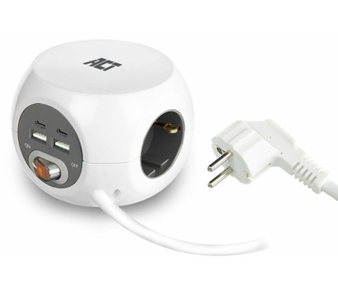 ACT Stopcont Kubus Dual USB USB-C Wit