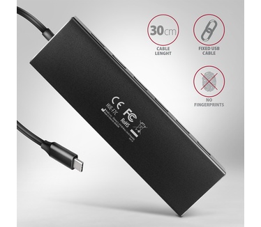 Axagon HUE-F7C 7x USB 3.2 Gen 1 ALU FLAT hub micro power IN 30cm USB-C