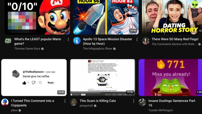 Youtube homepage test