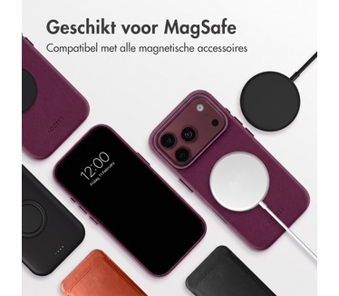 Accezz MagSafe Leather Backcover voor de Apple iPhone 18 Pro / 17 Pro - Heath Purple