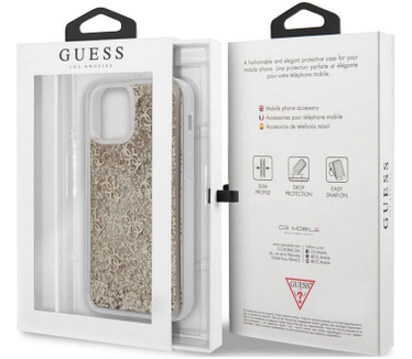 Guess 4G Liquid Glitter Case - iPhone 12 Mini (5.4") - Goud  Goud