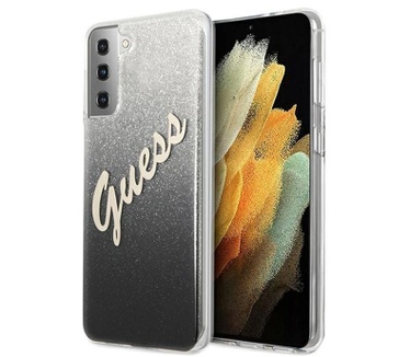 Guess Gradient Vintage Glitter Case - Samsung Galaxy S21 - Zwart Zwart