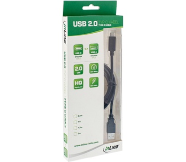 InLine USB C/USB A, 1.5 m Zwart