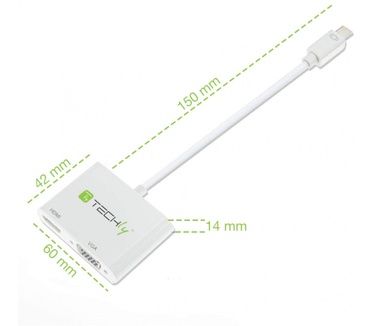 Techly Mini DisplayPort to HDMI/VGA Adapter Wit