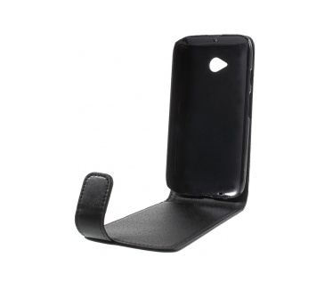 Merkloos Motorola Moto E 2015 Leren Verticaal Flip Hoesje Zwart