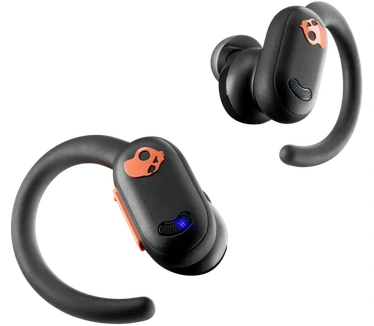 Skullcandy Push ANC Active – Draadloze in-ear oordopjes met een accuduur van 58 uur, draadloos opladen, microfoon, ondersteuning voor iPhone/Android- en Bluetooth-apparaten – True Black/Orange