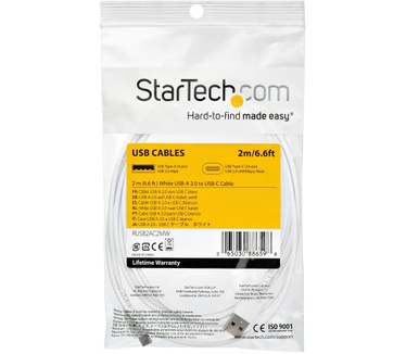 Startech.com USB 2.0 naar USB-C kabel 2m wit Wit
