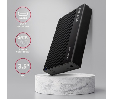 Axagon EE35-GTR USB-C 5Gbps - SATA 6G, 3.5 RIBBED box BLACK - USB Typ C
