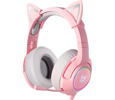 Onikuma K9 - Gaming Headset - Met Microfoon - Roze Koptelefoon - Kattenoren