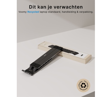 Voomy ECO Laptop Standaard - Verstelbaar & Opvouwbaar - 9 tot 17 inch - Recycled Aluminium - Ergonomische Stand - Voor Laptop, Macbook, Tablet, Lenovo, iPad - Zwart