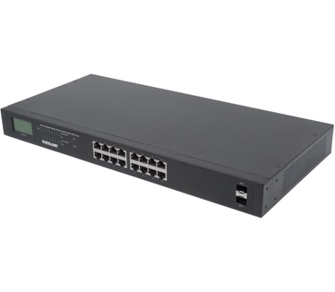 Intellinet 16-Port Gigabit Ethernet PoE+ Switch with 2 SFP Ports, LCD Display, IEEE 802.3at/af Power over Ethernet (PoE+/PoE) Compliant, 370 W, Endspan, 19" Rackmount (Euro 2-pin plug)