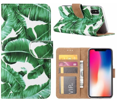 Planten print lederen Bookcase hoesje voor de Apple iPhone X - Wit (Apple iPhone X) Wit