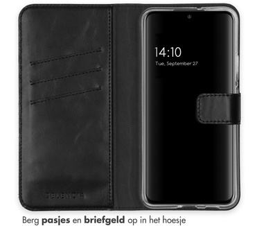 Selencia Echt Lederen Bookcase Samsung Galaxy S22 Plus - Zwart