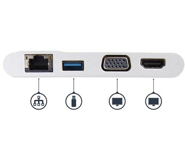 Startech.com USB-C multiport adapter voor Laptops 4K HDMI of VGA GbE USB 3.0 wit / zilver