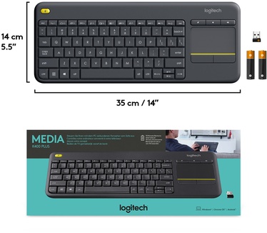 Logitech Wireless Touch K400 Plus (NL) Zwart