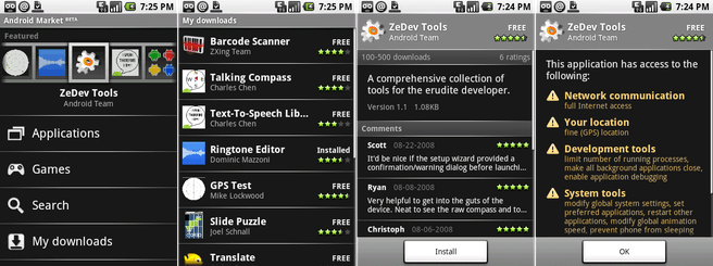 Android Market van Android 1.0