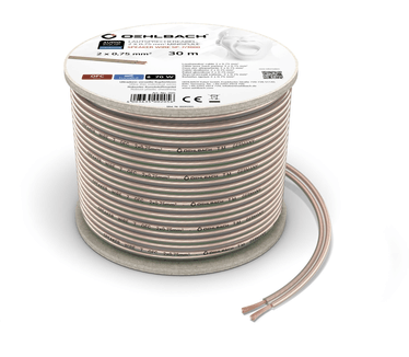 Oehlbach Luidsprekerkabel 2 x 0,75 mm², minihaspel 30 meter Transparant