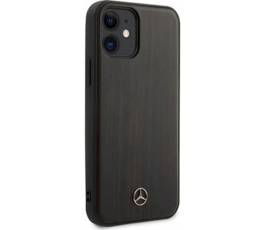 Mercedes-Benz Wood Back Case iPhone 12 Mini (5.4") - Donkerbruin Bruin