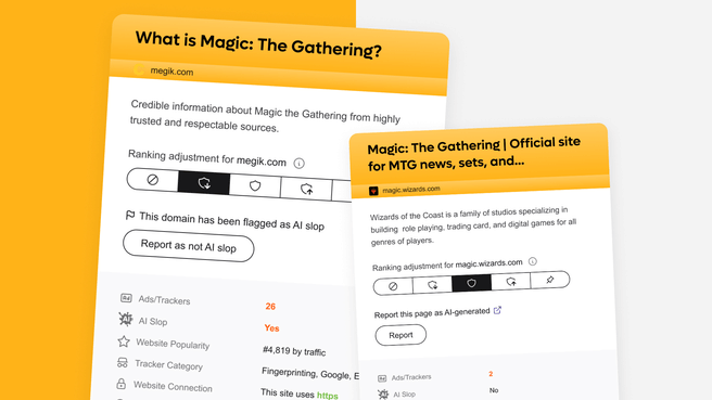 Kagi AI Slop zoekmachine