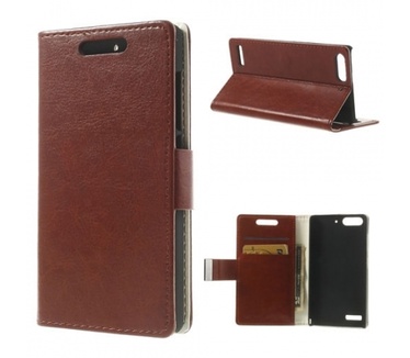 Kees Lederlook Portemonnee Hoesje Huawei Ascend G6 - Bruin
