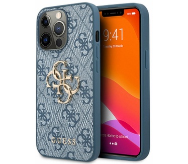 Guess 4G Metal Logo Back Case - iPhone 13 Pro Max (6.7") - Blauw Blauw