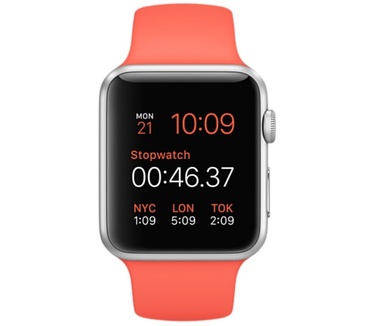 Apple Watch Sport 42mm Zilver - Abrikoos sportbandje Zilver (Oranje)