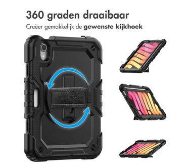 Accezz Rugged Backcover met schouderstrap iPad mini 6 - Zwart