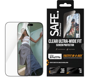 PanzerGlass CUSTOMIZED OR_BE - SAFE. by PanzerGlass® Screen Protector iPhone 18 Pro | Ultra-Wide Fit w. FASTFIT IN-A-BOX