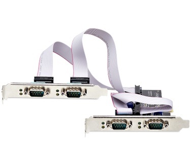 Startech.com 4-Port PCIe Seriële Adapter Kaart, Quad PCI Express naar RS232/RS422/RS485 (DB9) Serial Kaart, Incl. Low-Profile Beugel, 16C1050 UART, Windows/Linux, TAA Compliant, Level-4 ESD Bescherming