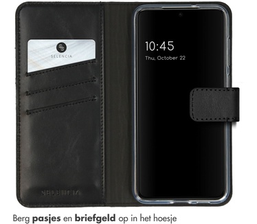 Selencia Echt Lederen Bookcase Samsung Galaxy S23 Plus - Zwart