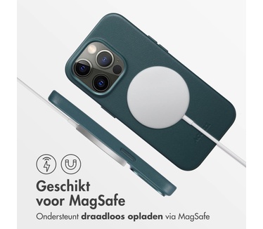 Accezz MagSafe Leather Backcover iPhone 14 Pro - Donkergroen