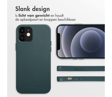Accezz MagSafe Leather Backcover iPhone 12 (Pro) - Donkergroen