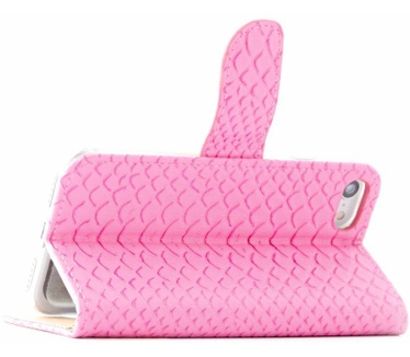 Schubben design Lederen Bookcase hoesje voor de Apple iPhone 8 - Lichtroze (Apple iPhone 8) Roze