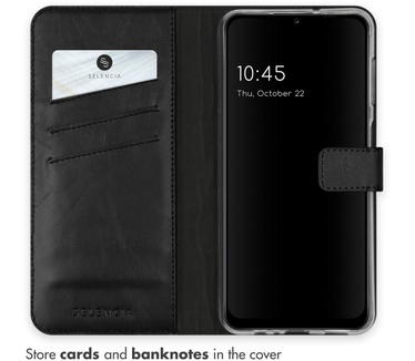 Selencia Echt Lederen Bookcase Samsung Galaxy A13 (5G) / A04s - Zwart