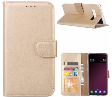 Luxe Lederen Bookcase hoesje voor de Samsung Galaxy S10 - Goud (Galaxy S10) Goud