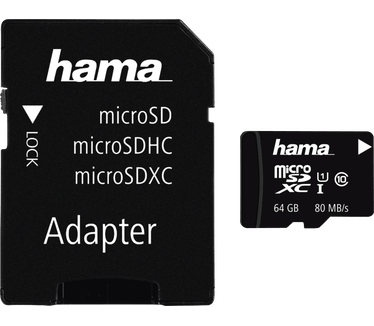 Hama microSDXC Class 10 UHS-I 80MB/s + SD-adapter 128GB