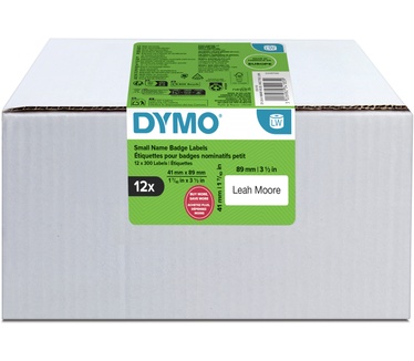 Dymo DYMO originele LabelWriter kleine naambadgelabels | 41 mm x 89 mm | Zelfklevend | 12 met elk 300 labels (3.600 zelfklevende etiketten) | voor de LabelWriter labelprinters | Gemaakt in Europa