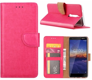 Luxe Lederen Bookcase hoesje voor de Nokia 5.1 - Roze (Nokia 5.1) Roze