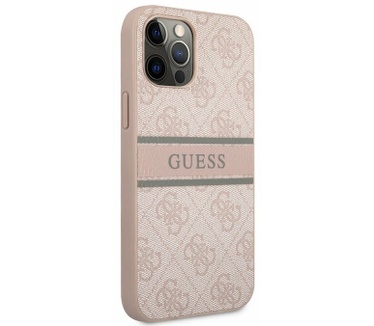 Guess 4G Printed Stripe Back Case iPhone 12 Pro Max (6.7") - Roze Roze
