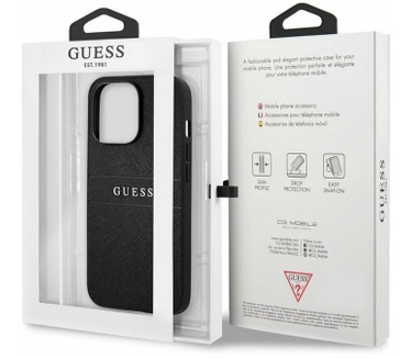 Guess Saffiano Hard Case - Apple iPhone 13 Pro Max (6.7") - Zwart Zwart
