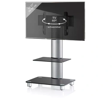 VCM Morgenthaler Bilano TV-voet Zilver/Zwart glas
