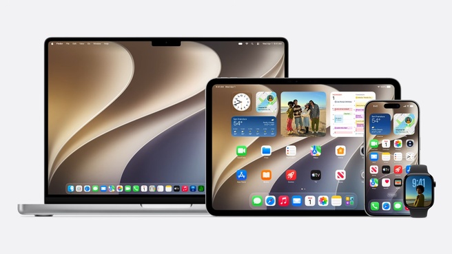 Huidige Apple-apparaten: MacBook, iPad, iPhone, Apple Watch. Bron: Apple