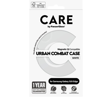 PanzerGlass CARE by PanzerGlass® Flagship Case Transparent Urban Combat w. White Qi Compatible Samsung S25 Edge