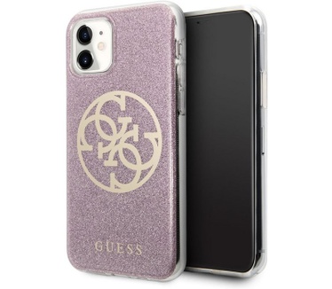 Guess Circle Glitter Hard Cover Apple iPhone 11 (6.1'') - Roze  Roze