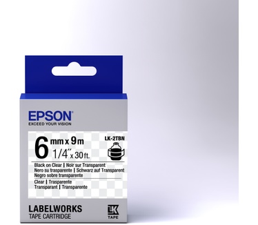 Epson Transparent Tape- LK-2TBN Clear Blk/Clear 6/9