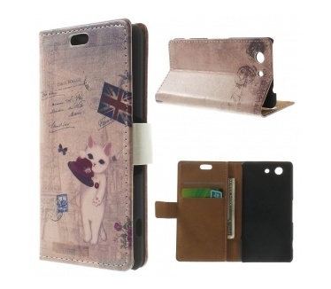 qMust Sony Xperia Z3 Compact Wallet Case met stand (Cat UK Flag)