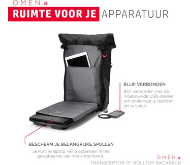 HP OMEN Transceptor 15 Rolltop Zwart