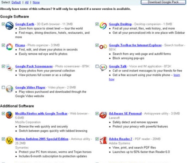 Google Pack - programma's selecteren (resized)