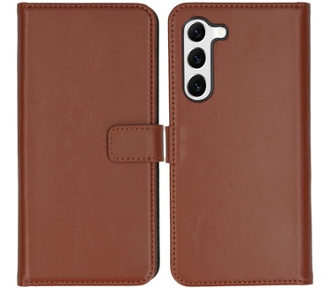 Selencia Echt Lederen Bookcase Samsung Galaxy S23 - Lichtbruin